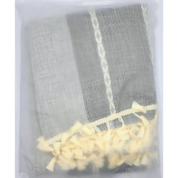 LAFAVILLE Cotton Linen Tablecloth - Grey Stripe Rectangle 55" x 70" (140x180cm) - Picture 3 of 10